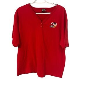 Vintage Disney Mickey Unlimited Flowers Jerry Leigh Womens L Large Shirt USA VTG